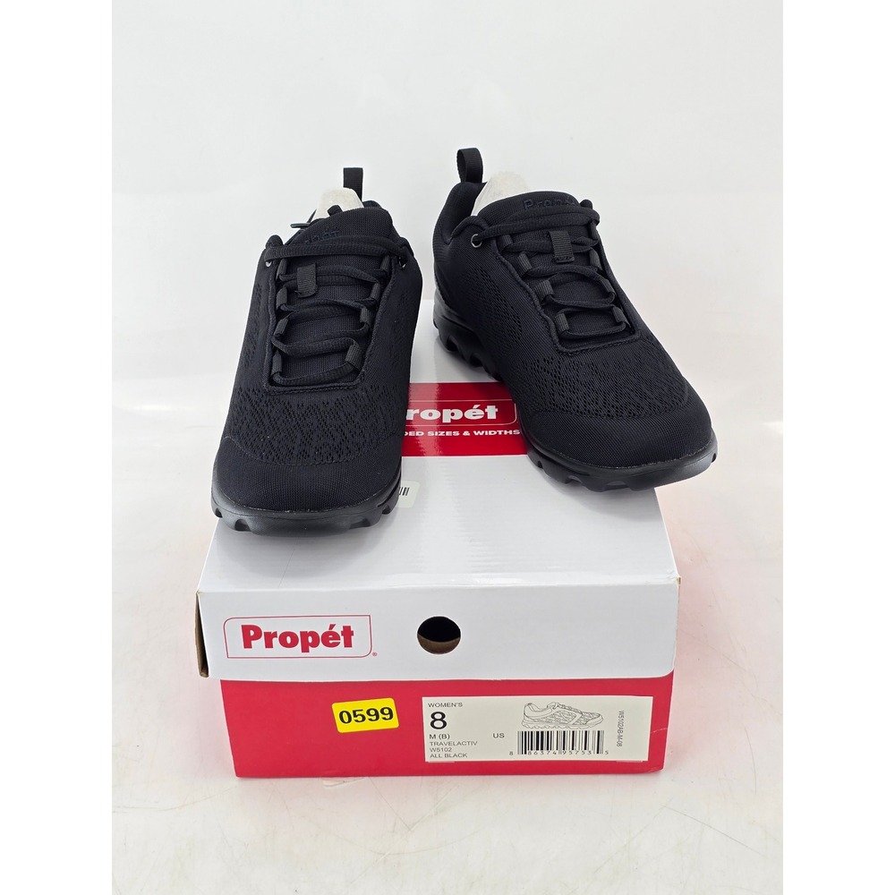 Propet TravelActiv Sneaker Women 8 Black Mesh W5102 - New